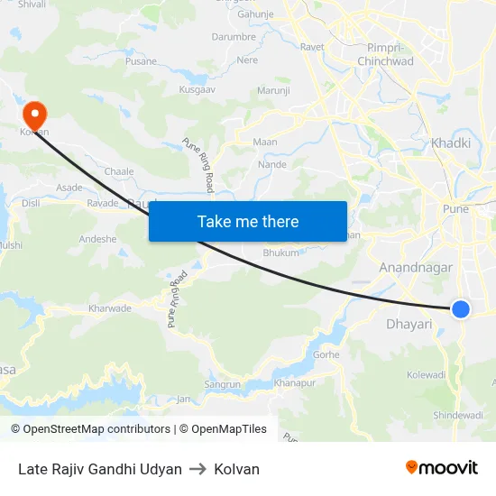 Late Rajiv Gandhi Udyan to Kolvan map