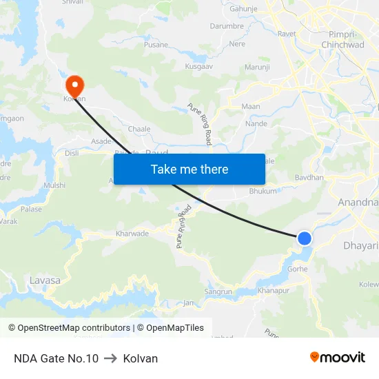 NDA Gate No.10 to Kolvan map