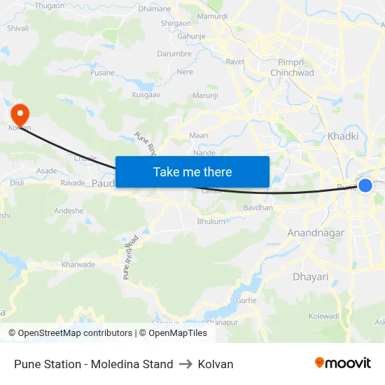 Pune Station - Moledina Stand to Kolvan map