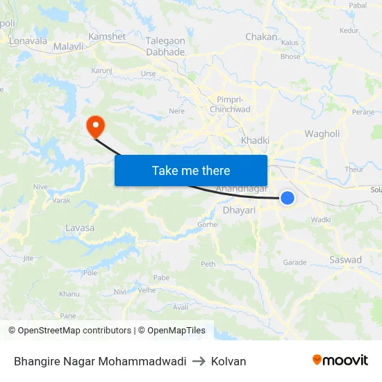 Bhangire Nagar Mohammadwadi to Kolvan map