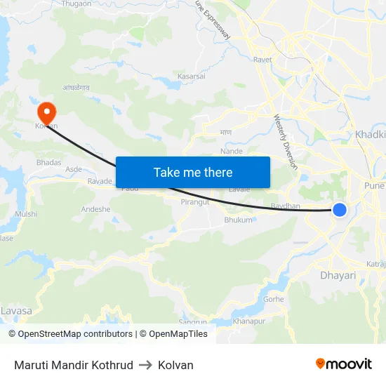 Maruti Mandir Kothrud to Kolvan map