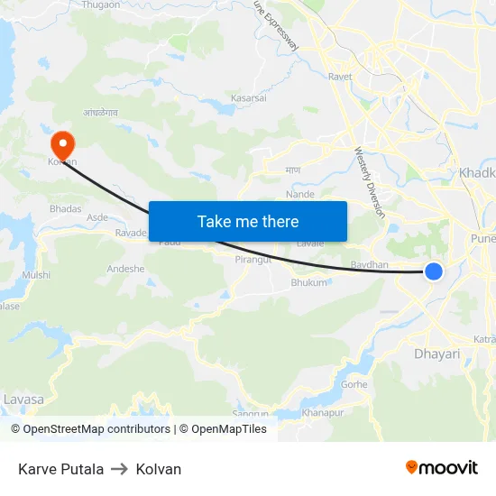 Karve Putala to Kolvan map