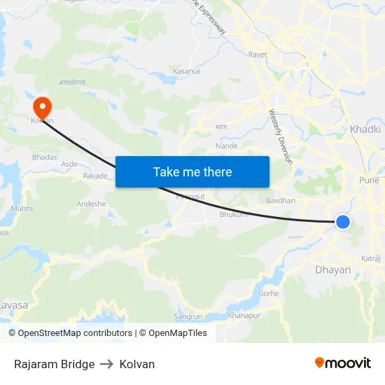 Rajaram Bridge to Kolvan map