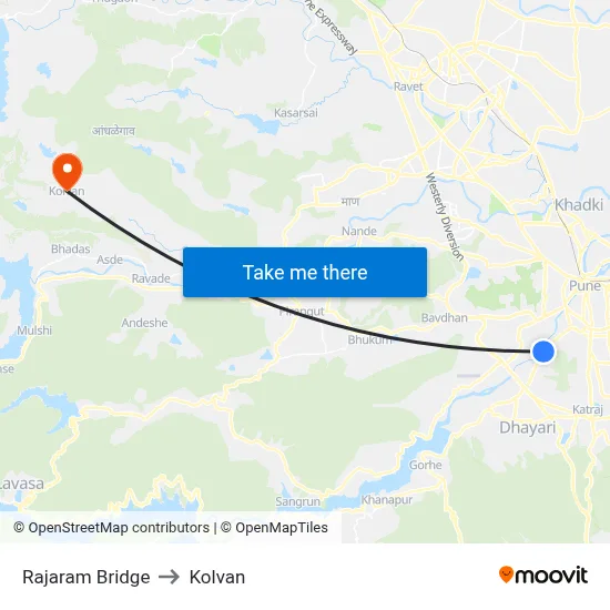 Rajaram Bridge to Kolvan map