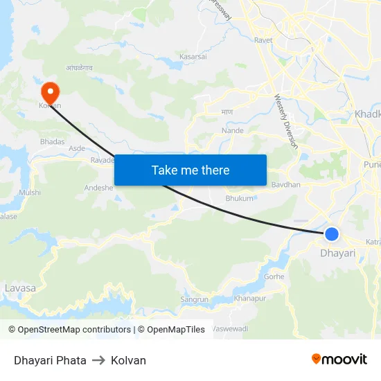 Dhayari Phata to Kolvan map