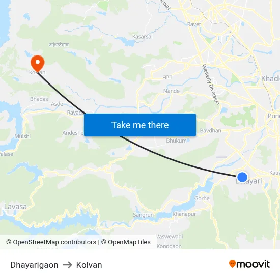 Dhayarigaon to Kolvan map