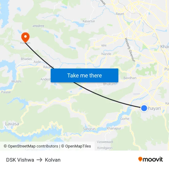 DSK Vishwa to Kolvan map