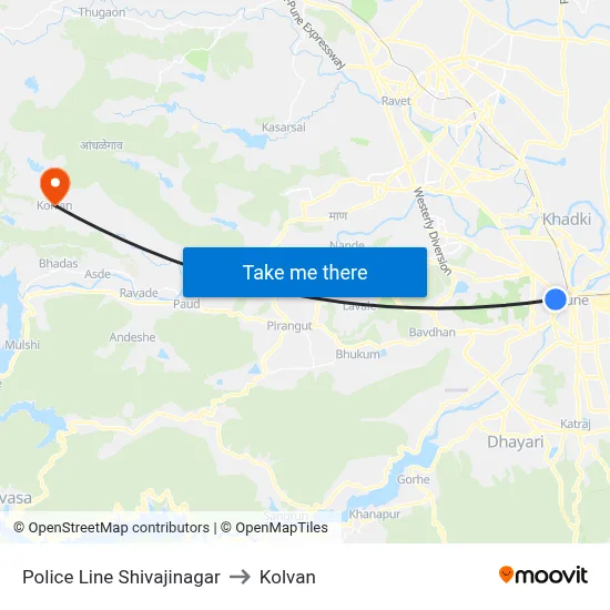 Police Line Shivajinagar to Kolvan map