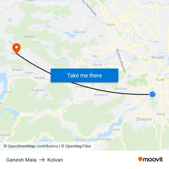 Ganesh Mala to Kolvan map