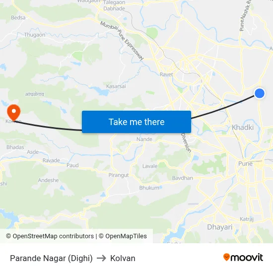 Parande Nagar (Dighi) to Kolvan map