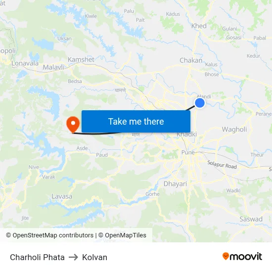Charholi Phata to Kolvan map