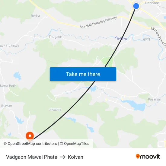 Vadgaon Mawal Phata to Kolvan map