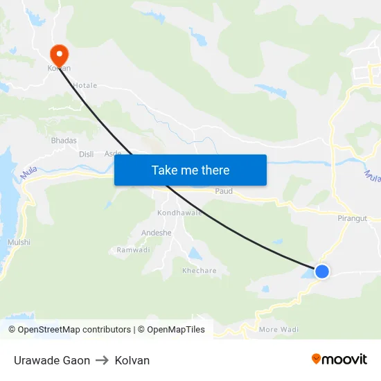 Urawade Gaon to Kolvan map