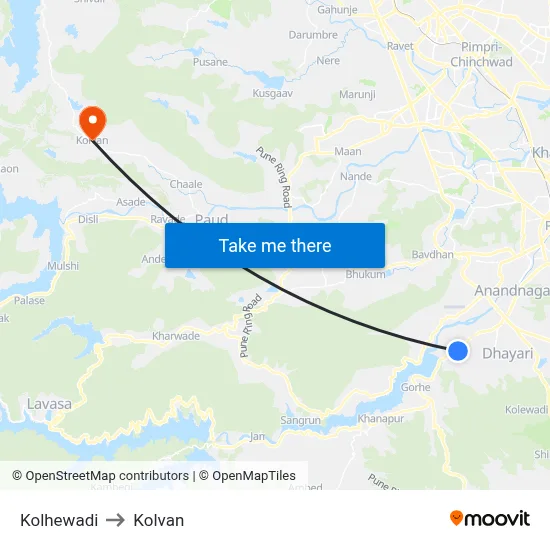 Kolhewadi to Kolvan map