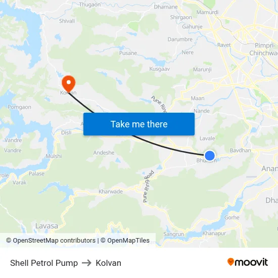 Shell Petrol Pump to Kolvan map