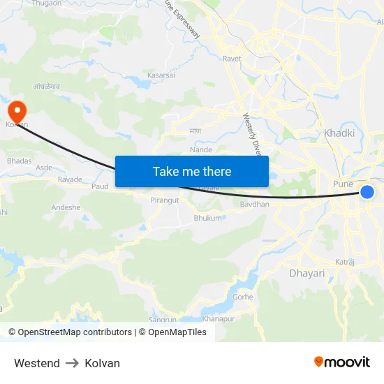 Westend to Kolvan map