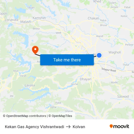 Kekan Gas Agency Vishrantwadi to Kolvan map