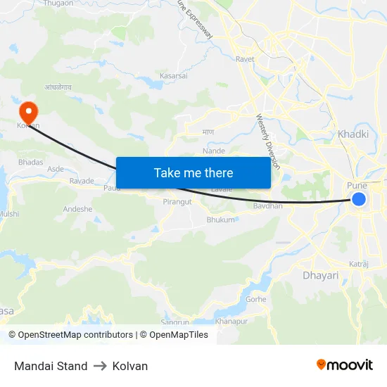 Mandai Stand to Kolvan map