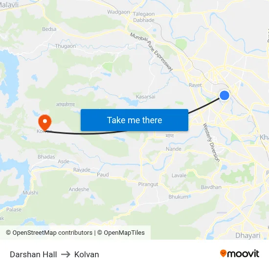 Darshan Hall to Kolvan map