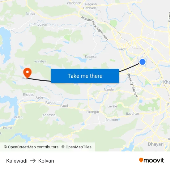 Kalewadi to Kolvan map