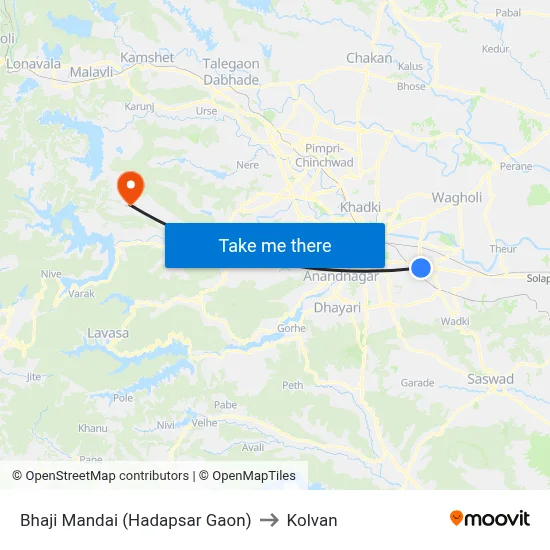 Bhaji Mandai (Hadapsar Gaon) to Kolvan map