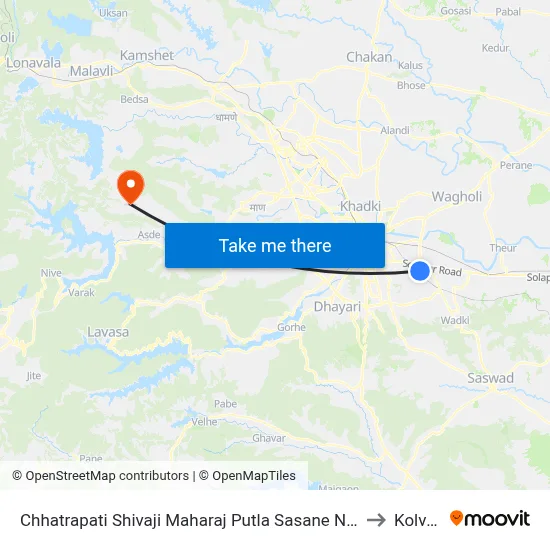 Chhatrapati Shivaji Maharaj Putla Sasane Nagar to Kolvan map