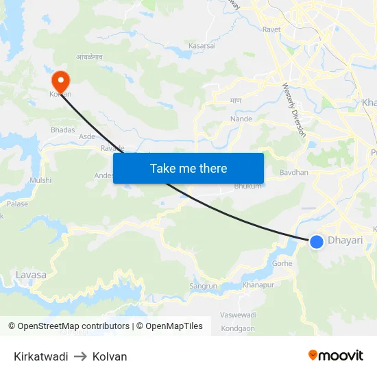Kirkatwadi to Kolvan map