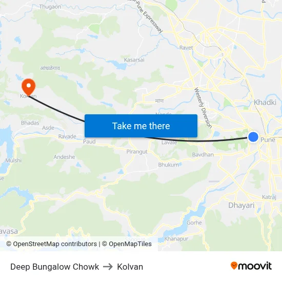 Deep Bungalow Chowk to Kolvan map