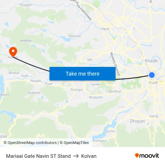Wakdewadi ST Stand to Kolvan map