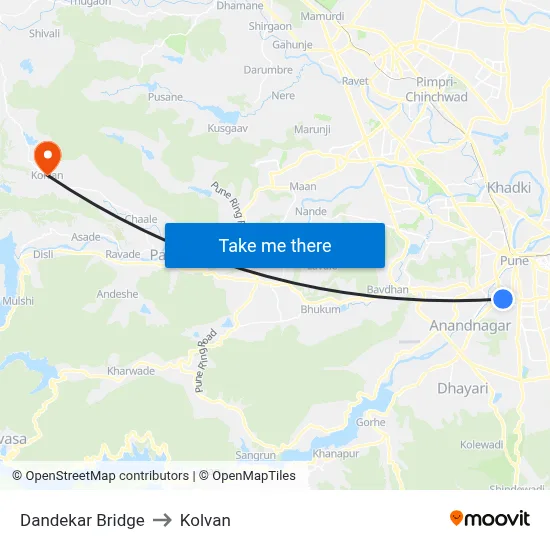 Dandekar Bridge to Kolvan map