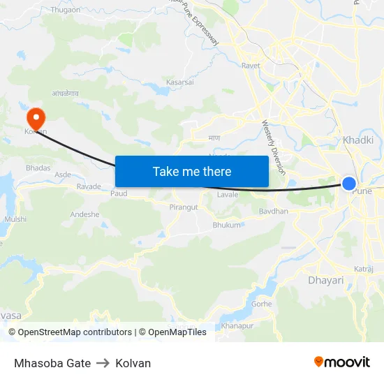 Mhasoba Gate to Kolvan map