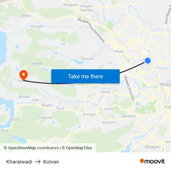 Kharalwadi to Kolvan map