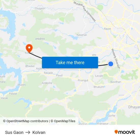 Sus Gaon to Kolvan map