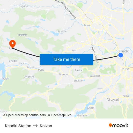 Khadki Station to Kolvan map