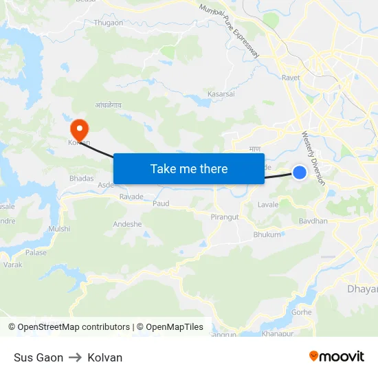 Sus Gaon to Kolvan map