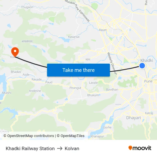 Khadki Railway Station to Kolvan map