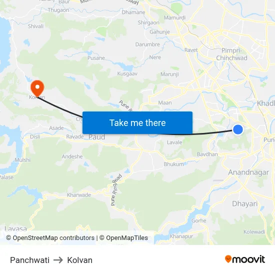 Panchwati to Kolvan map