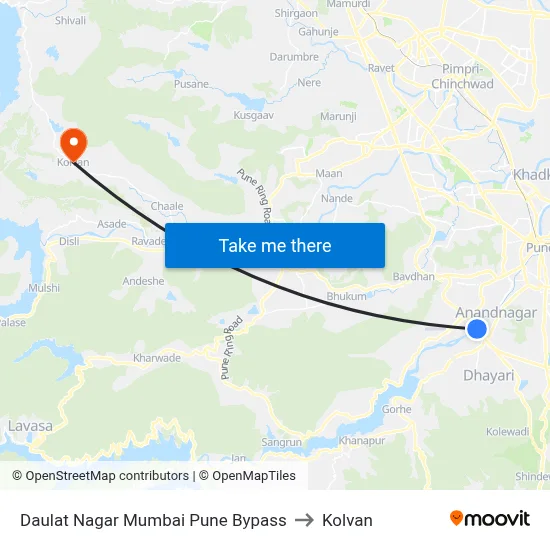 Daulat Nagar Mumbai Pune Bypass to Kolvan map