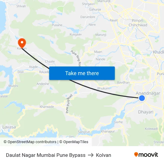 Daulat Nagar Mumbai Pune Bypass to Kolvan map