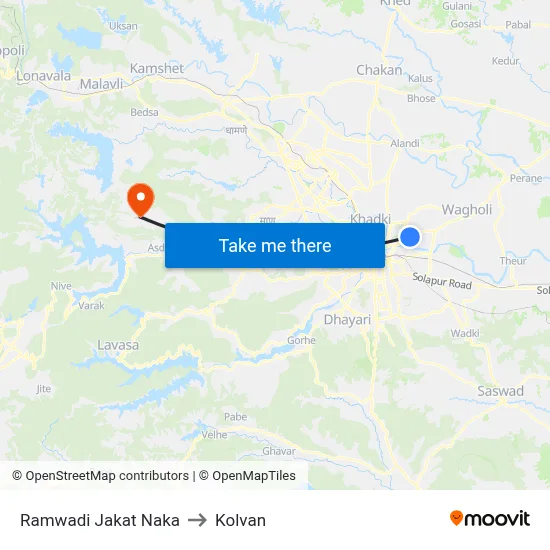 Ramwadi Jakat Naka to Kolvan map