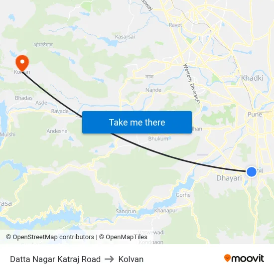 Datta Nagar Katraj Road to Kolvan map
