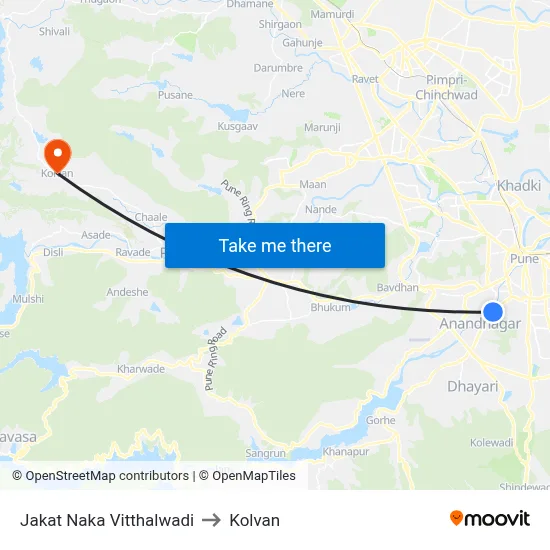 Jakat Naka Vitthalwadi to Kolvan map