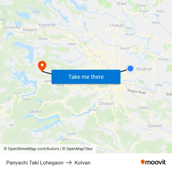 Panyachi Taki Lohegaon to Kolvan map