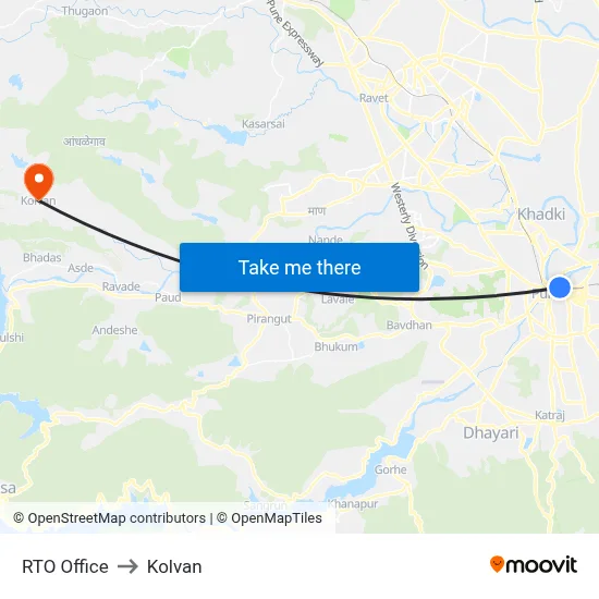 RTO Office to Kolvan map