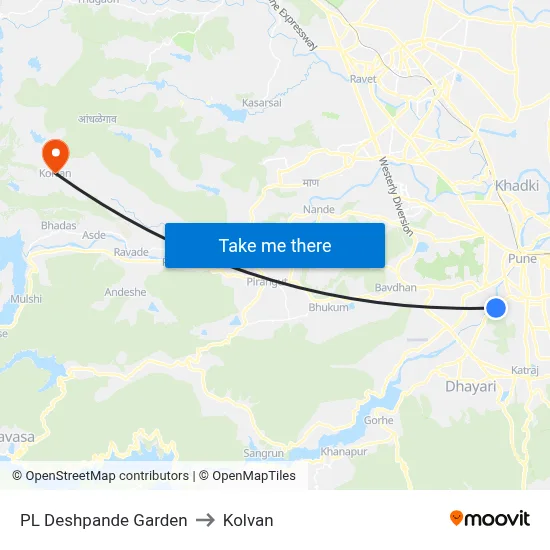 PL Deshpande Garden to Kolvan map