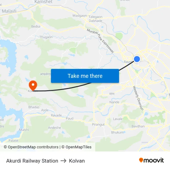 Akurdi Railway Station to Kolvan map