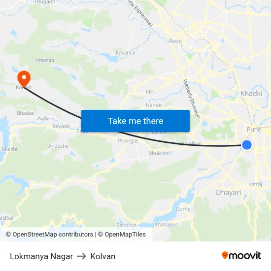 Lokmanya Nagar to Kolvan map