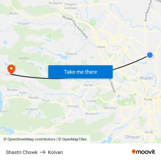 Shastri Chowk to Kolvan map