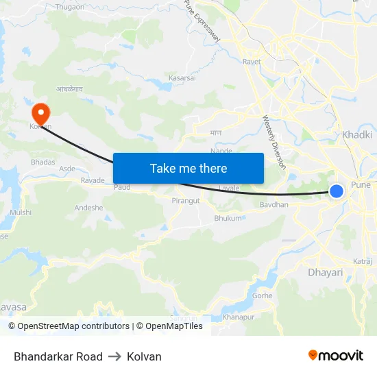 Bhandarkar Road to Kolvan map