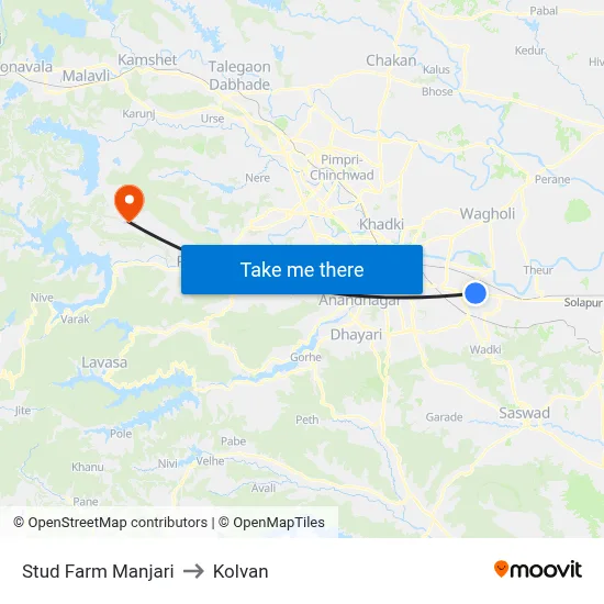 Stud Farm Manjari to Kolvan map